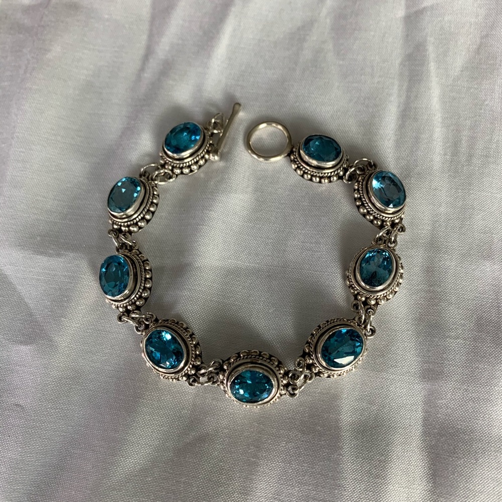 Blue topaz and sterling bracelet.